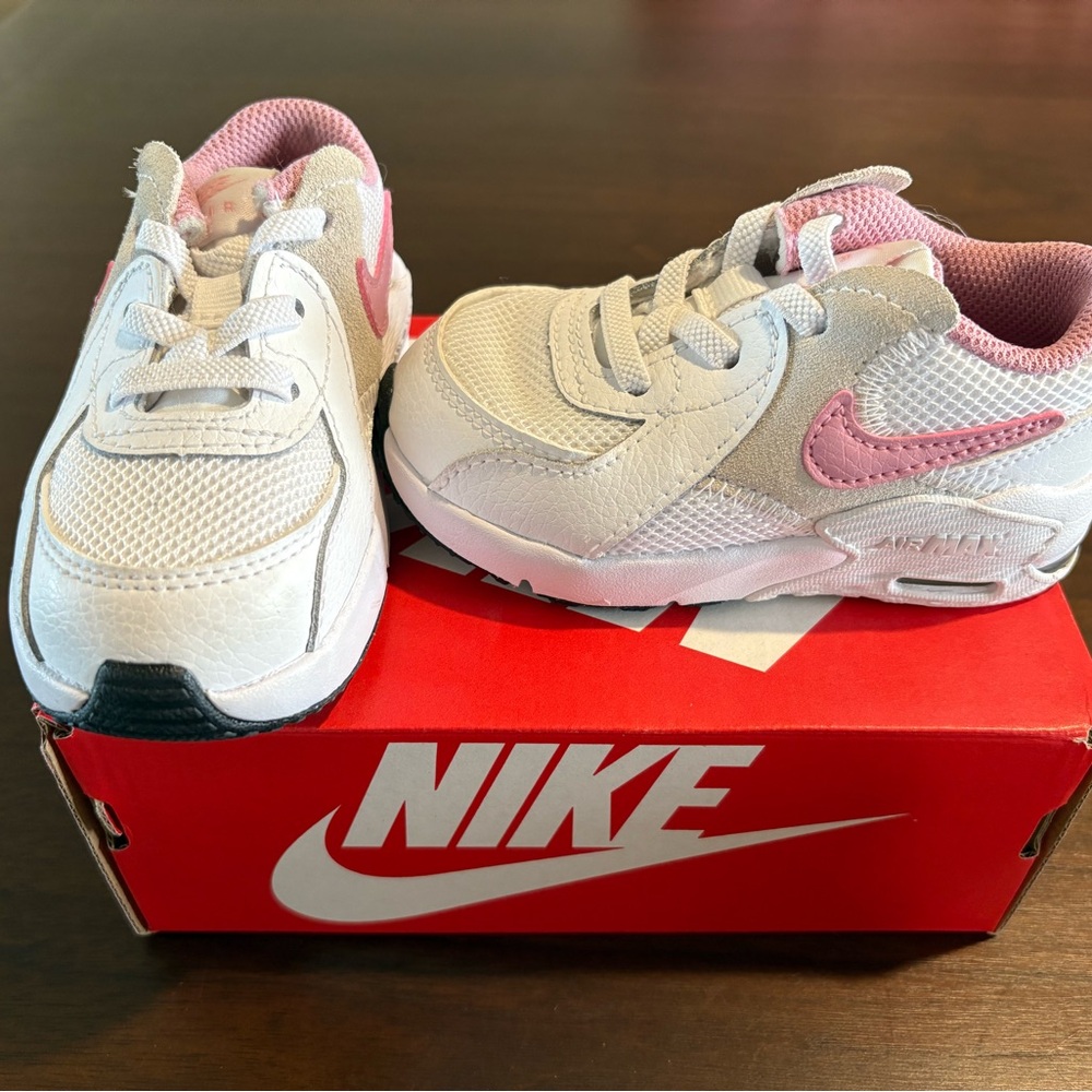 Nike Girls' White and Pink Air Max Kids Tennis Shoes
